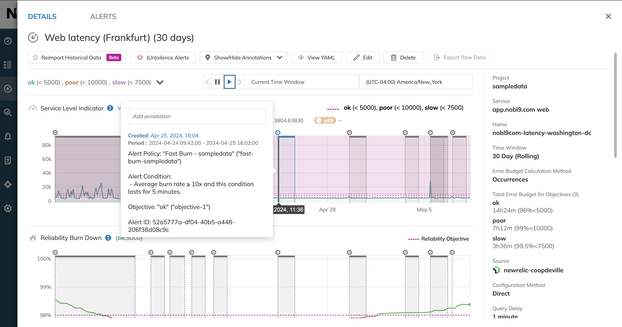 nobl9-slo-over-time-with-annotations