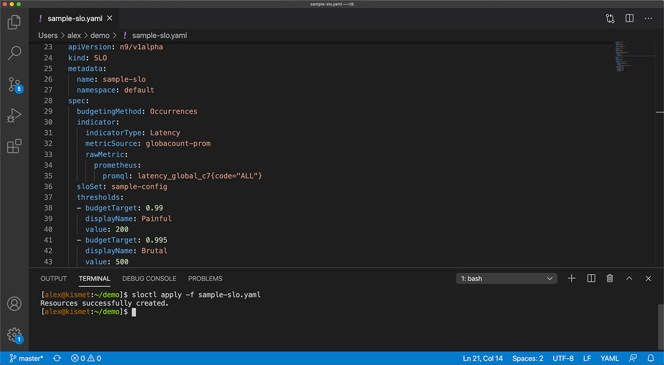 SLO code screenshot CLI